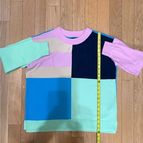 LANDS’ END Pastel Color-Block Crewneck Sweater | 2026 Dopamine Dressing Trend - Picture 5 of 9